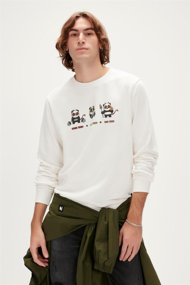 BAD BEAR ERKEK PLAY HARD CREWNECK 23.02.12.018 BEYAZ - XL