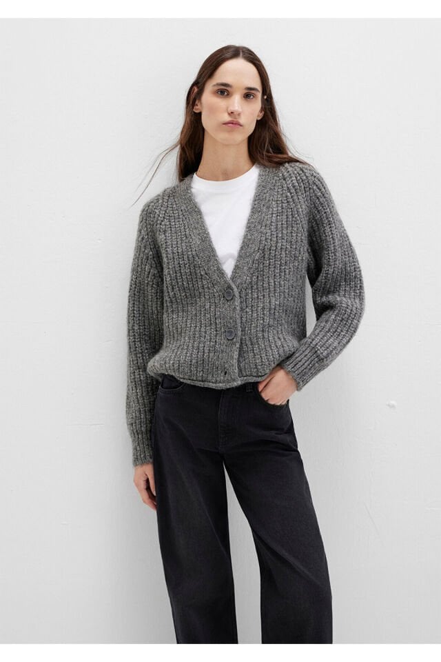 MAVİ KADIN ÖNÜ DÜĞMELİ HIRKA Koyu Gri Melanj 1710386-80024