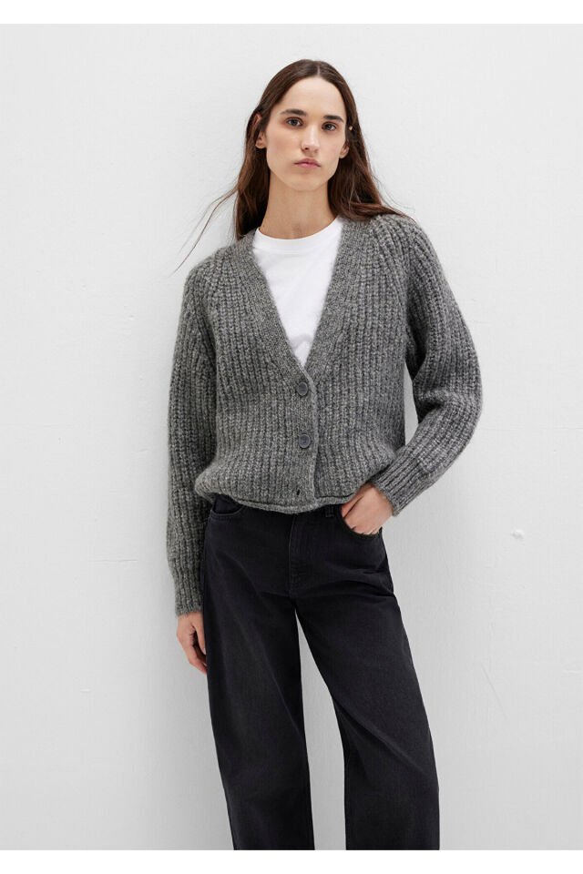 MAVİ KADIN ÖNÜ DÜĞMELİ HIRKA Koyu Gri Melanj 1710386-80024