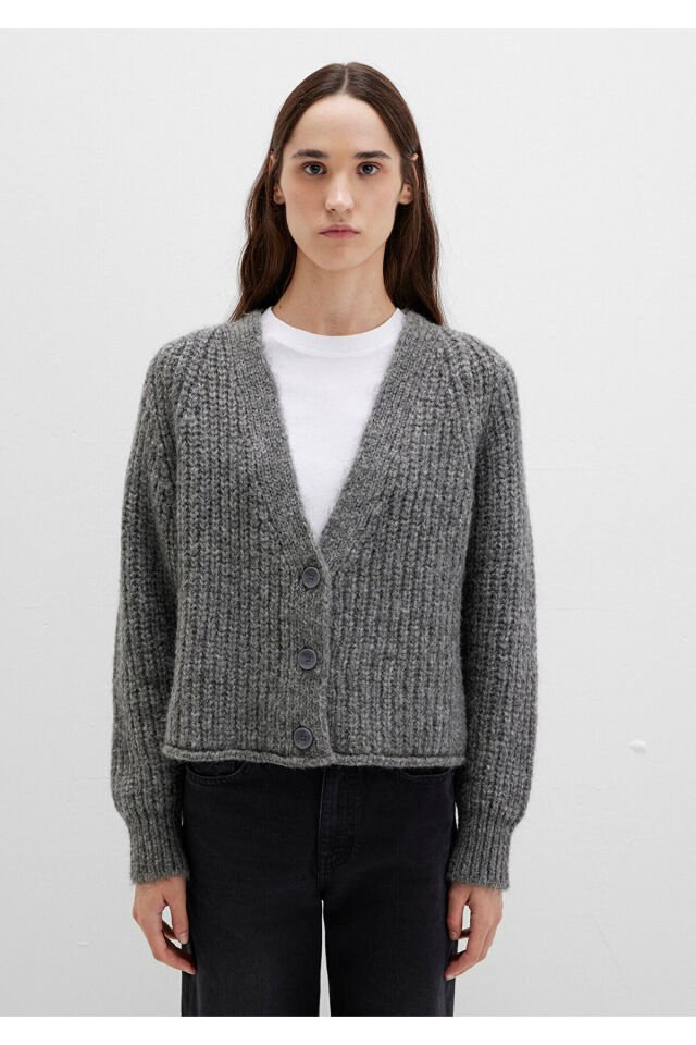 MAVİ KADIN ÖNÜ DÜĞMELİ HIRKA Koyu Gri Melanj 1710386-80024