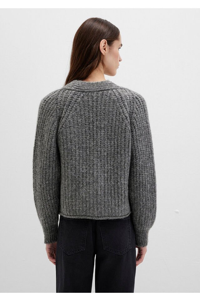 MAVİ KADIN ÖNÜ DÜĞMELİ HIRKA Koyu Gri Melanj 1710386-80024