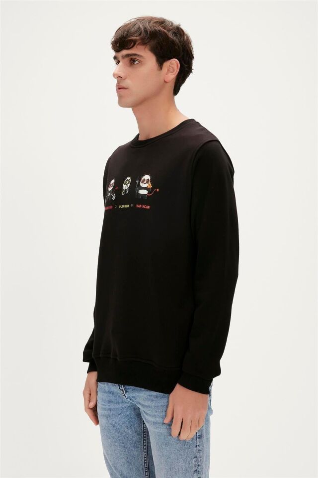 BAD BEAR ERKEK PLAY HARD CREWNECK 23.02.12.018 SİYAH - L
