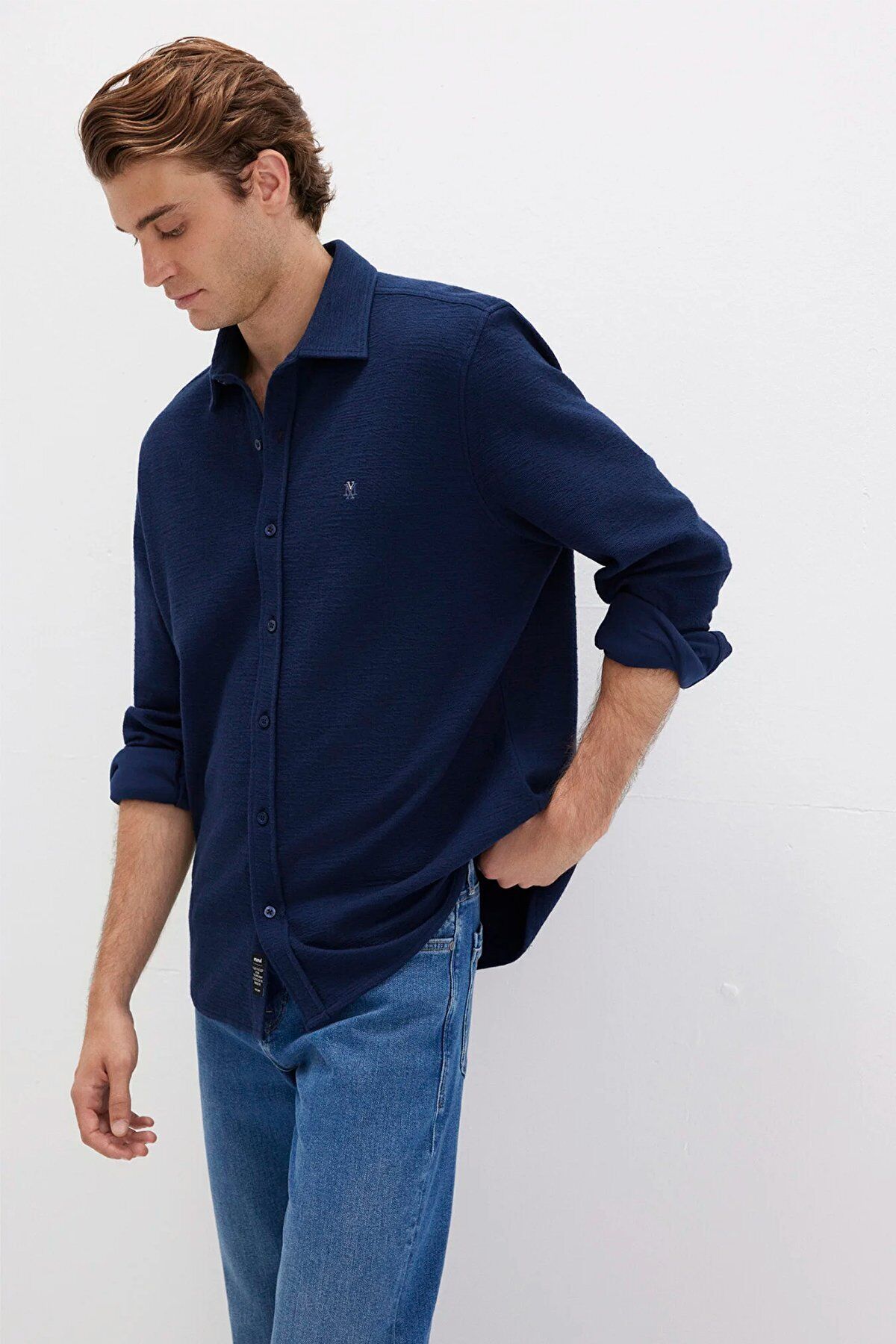 MAVİ ERKEK UZUN KOL GÖMLEK Derin Lacivert 0211789-70497