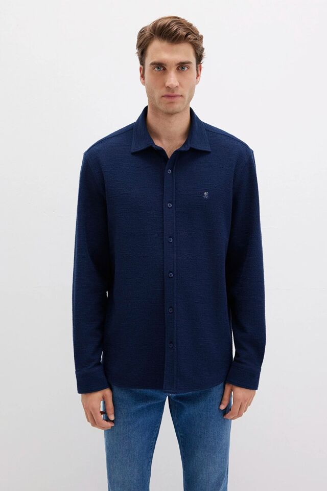 MAVİ ERKEK UZUN KOL GÖMLEK Derin Lacivert 0211789-70497