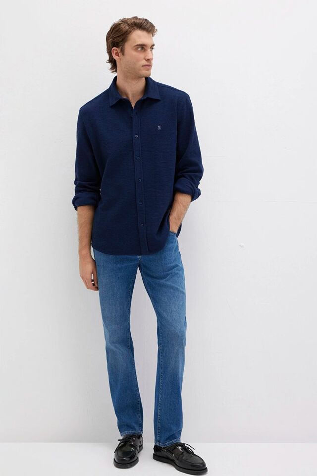 MAVİ ERKEK UZUN KOL GÖMLEK Derin Lacivert 0211789-70497