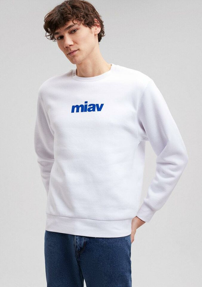 MAVİ ERKEK MİAV BASKILI SWEATSHIRT Beyaz 0610925-620