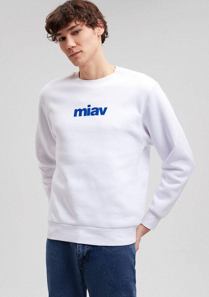 MAVİ ERKEK MİAV BASKILI SWEATSHIRT Beyaz 0610925-620