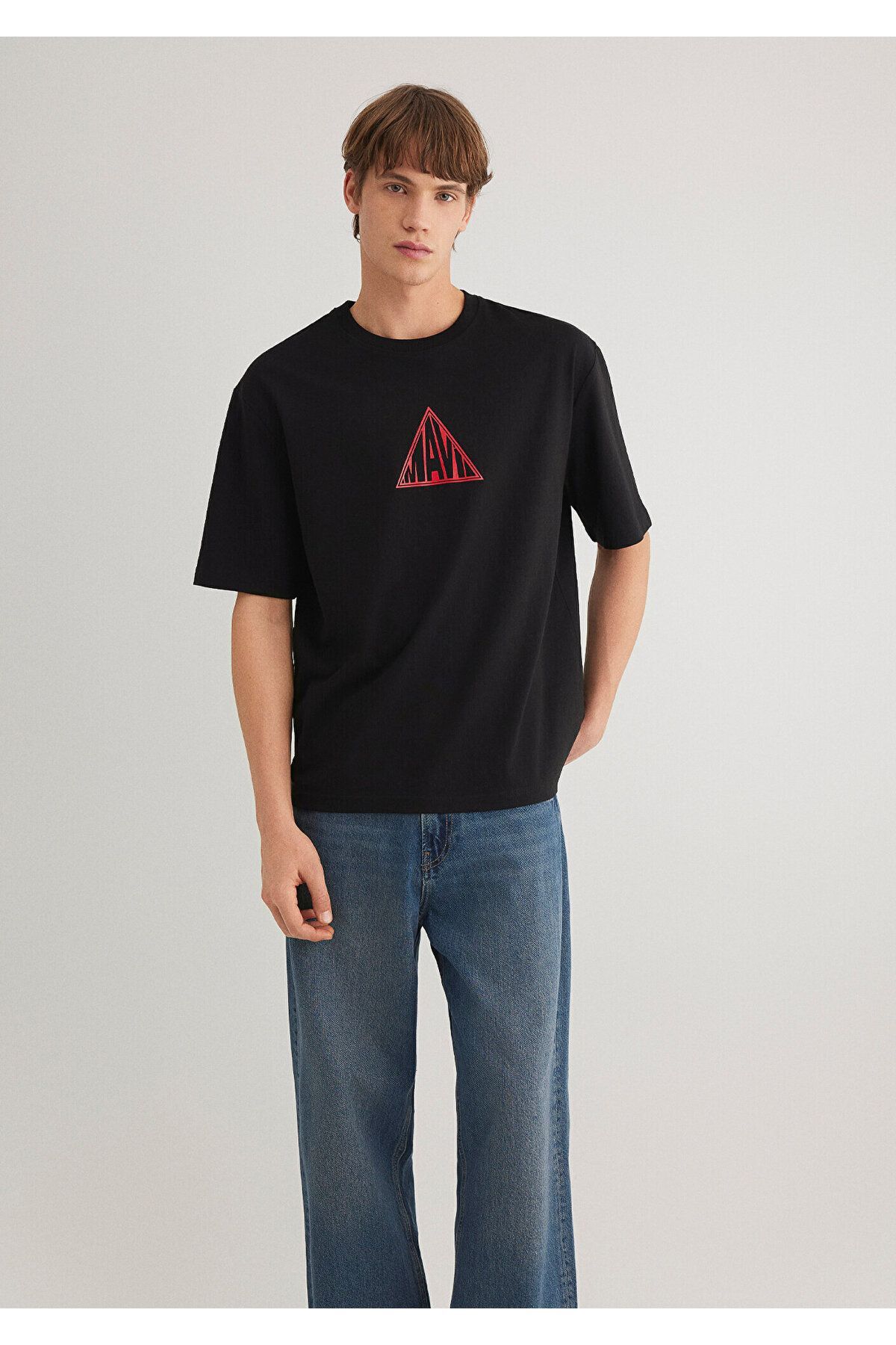 MAVİ ERKEK MAVİ BASKILI TİŞÖRT Siyah 0612524-900 XL - SİYAH