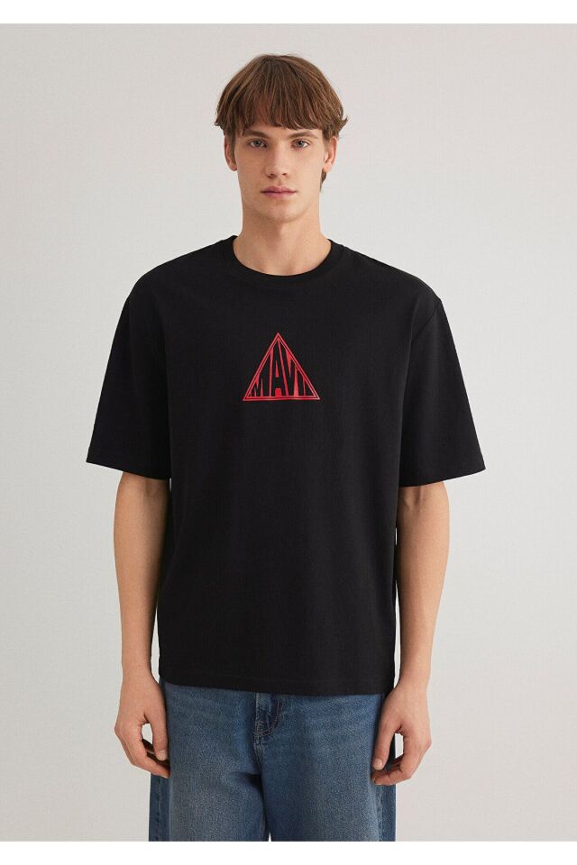 MAVİ ERKEK MAVİ BASKILI TİŞÖRT Siyah 0612524-900 XL - SİYAH