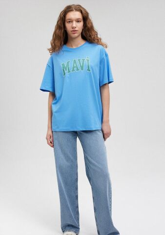 MAVİ KADIN MAVİ BASKILI TİŞÖRT Çini Mavi 1600843-70858