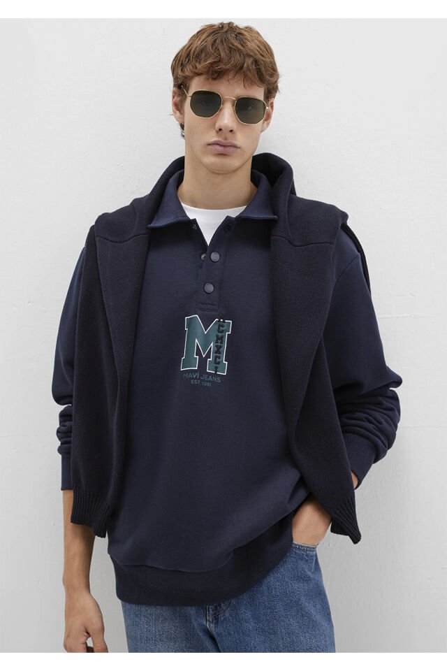 MAVİ ERKEK YARIM DÜĞMELİ SWEATSHIRT Gece Lacivert 0S10494-70490