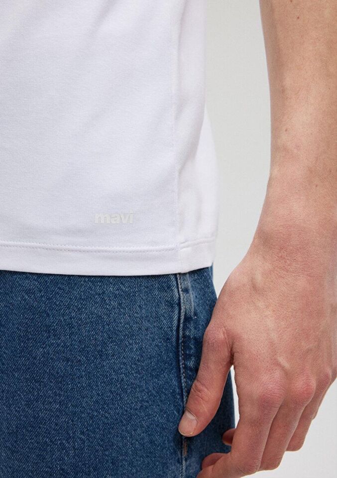 MAVİ ERKEK STRETCH V YAKA TİŞÖRT Beyaz 061748-620