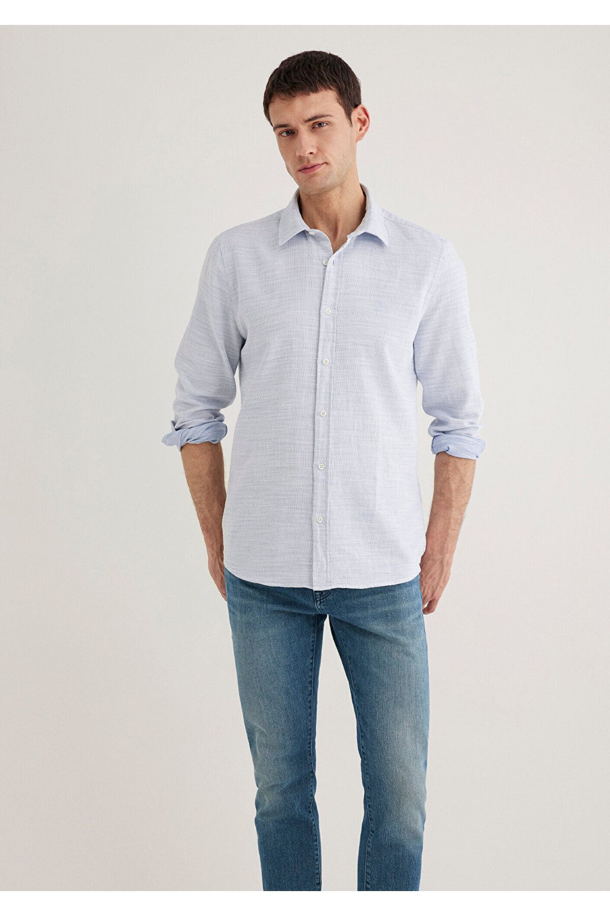 MAVİ ERKEK UZUN KOLLU GÖMLEK Havacı Mavi 0210053-70874 S - MAVİ
