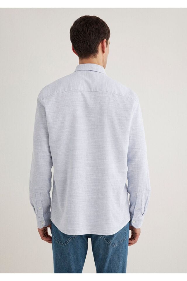 MAVİ ERKEK UZUN KOLLU GÖMLEK Havacı Mavi 0210053-70874 S - MAVİ