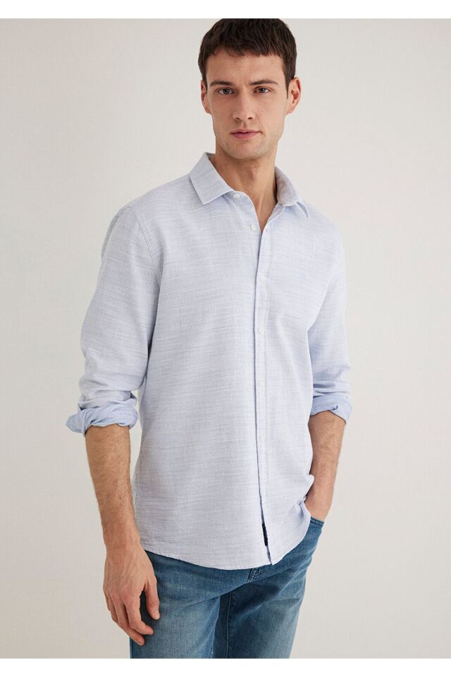 MAVİ ERKEK UZUN KOLLU GÖMLEK Havacı Mavi 0210053-70874 XS - MAVİ