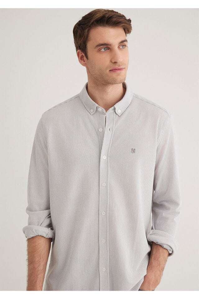 MAVİ ERKEK ÇİZGİLİ GÖMLEK Gri 0211402-82577