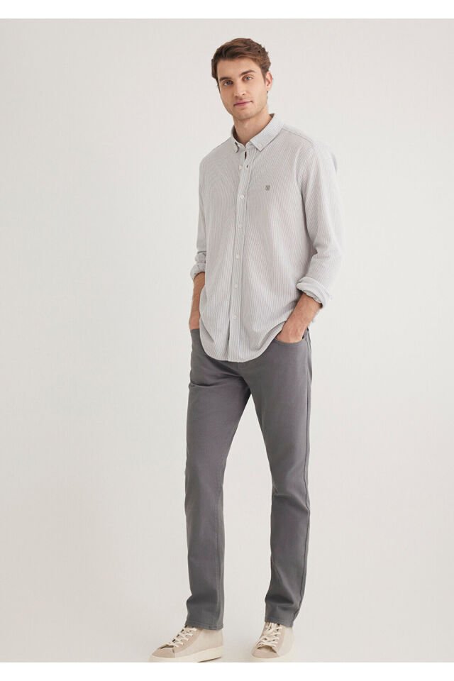 MAVİ ERKEK ÇİZGİLİ GÖMLEK Gri 0211402-82577