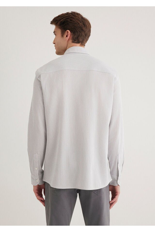 MAVİ ERKEK ÇİZGİLİ GÖMLEK Gri 0211402-82577