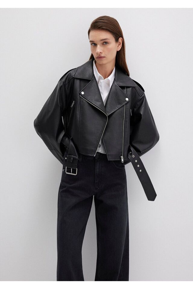 MAVİ KADIN CROP CEKET Siyah 1110375-900