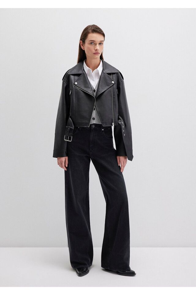 MAVİ KADIN CROP CEKET Siyah 1110375-900