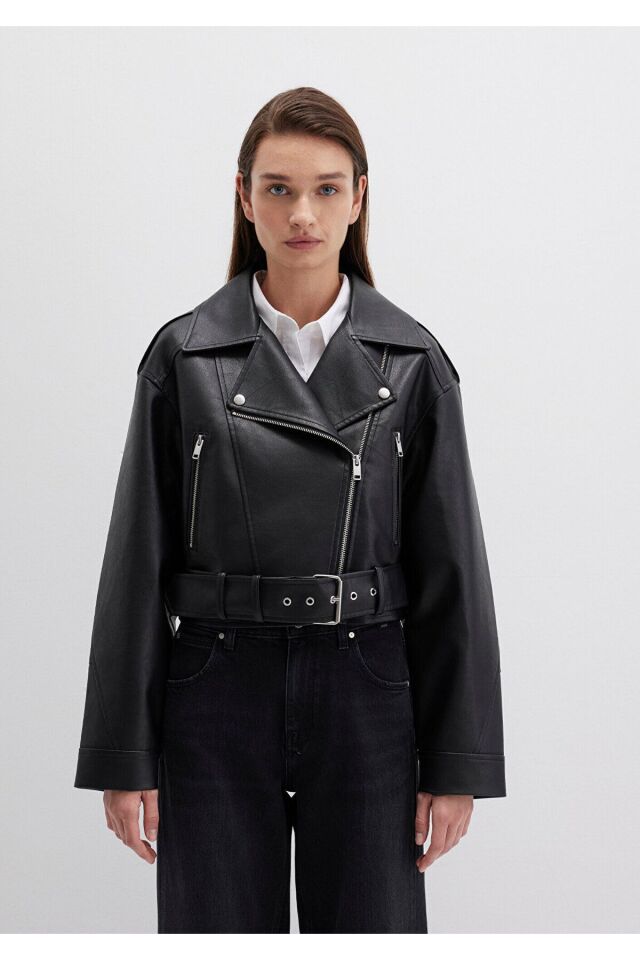 MAVİ KADIN CROP CEKET Siyah 1110375-900