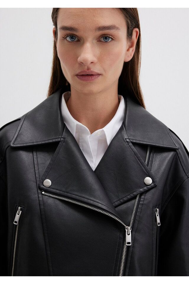 MAVİ KADIN CROP CEKET Siyah 1110375-900