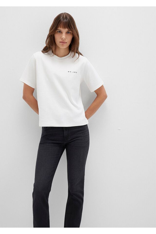 MAVİ KADIN MV BASKILI TİŞÖRT Hindistan Cevizi 1613148-80194