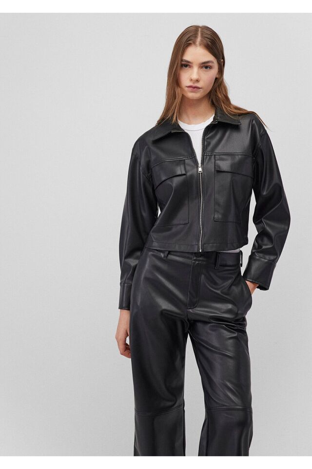 MAVİ KADIN DOKUMA OVERSHIRT Siyah 1210967-900