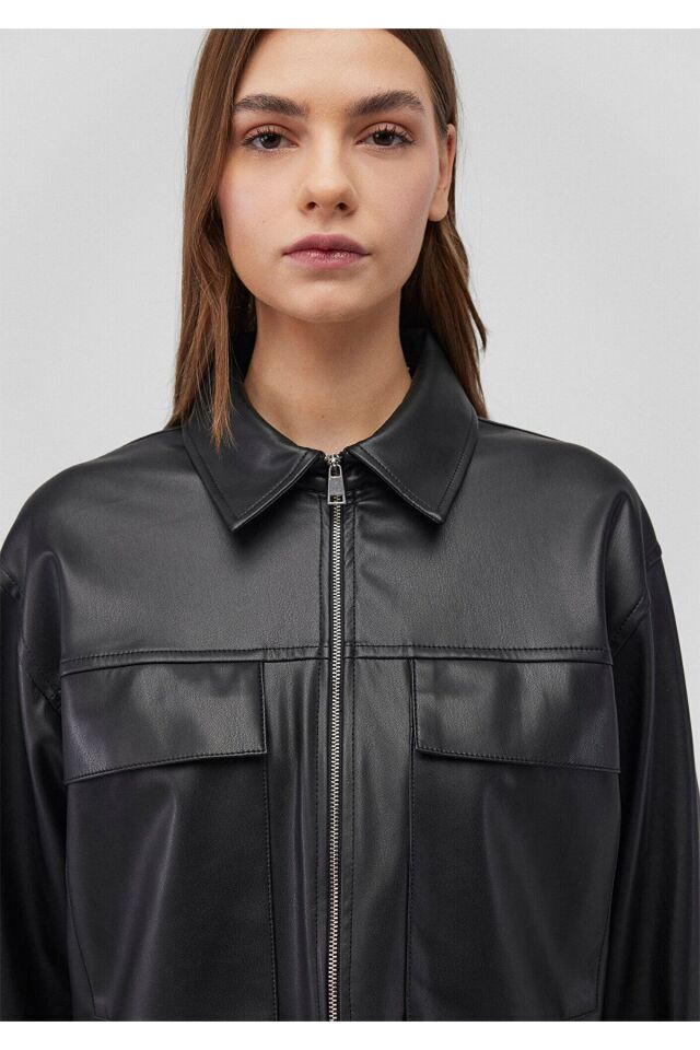 MAVİ KADIN DOKUMA OVERSHIRT Siyah 1210967-900