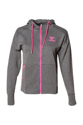 HUMMEL KADIN FERMUARLI HOODIE CAMILLEST ZIP HOODIE 920829 ANTHRACITE MELANGE - XS