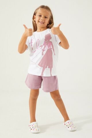 DİSNEP FROZEN ÇOCUK ŞORT TAKIMI D4766-3 BEYAZ - 5-6