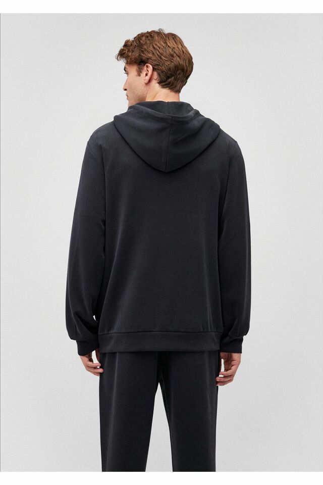 MAVİ ERKEK KAPÜŞONLU FERMUARLI SWEATSHIRT Jet Siyah 0S10209-71379