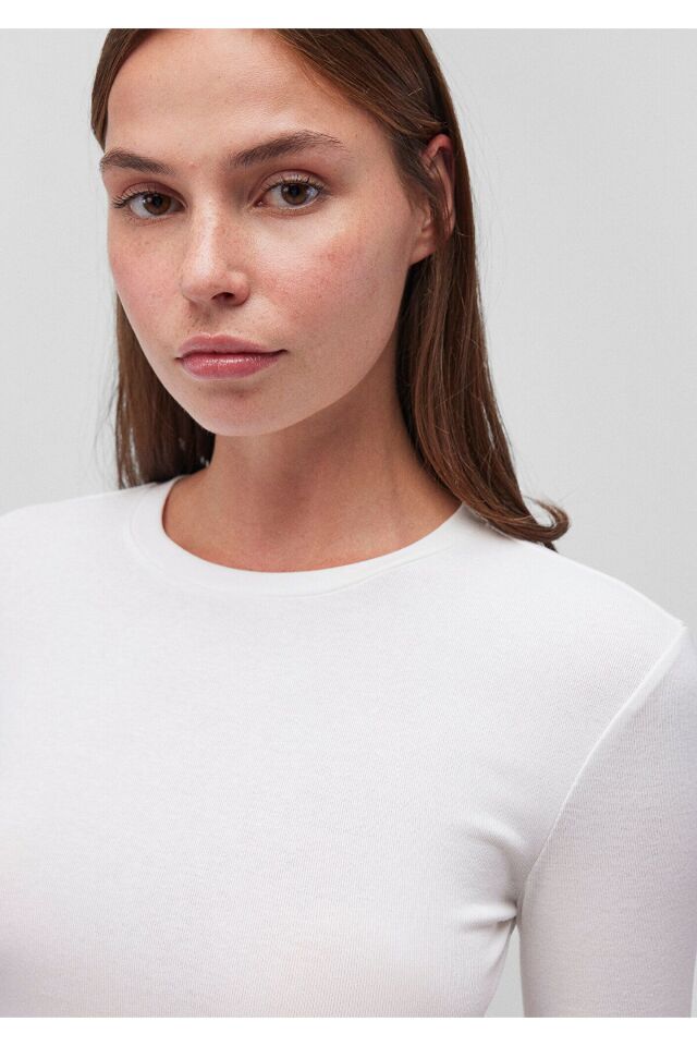 MAVİ KADIN UZUN KOLLU PENYE UST  Kırık Beyaz 1612822-70057