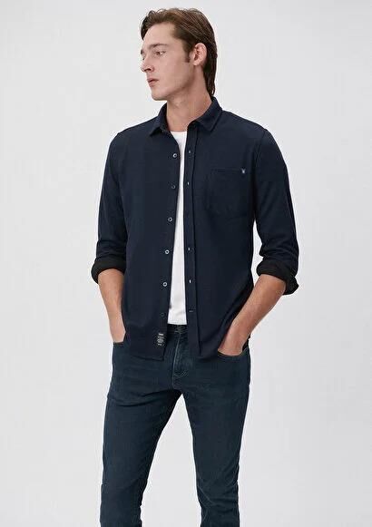 MAVİ ERKEK TEK CEPLİ GÖMLEK Gece Lacivert 0210799-70490