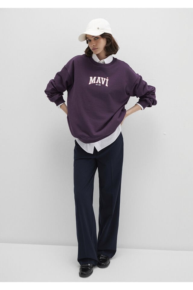 MAVİ KADIN LOGO BASKILI SWEATSHIRT Plum Perfect 1S10372-70635