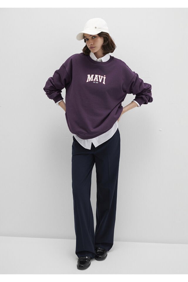 MAVİ KADIN LOGO BASKILI SWEATSHIRT Plum Perfect 1S10372-70635