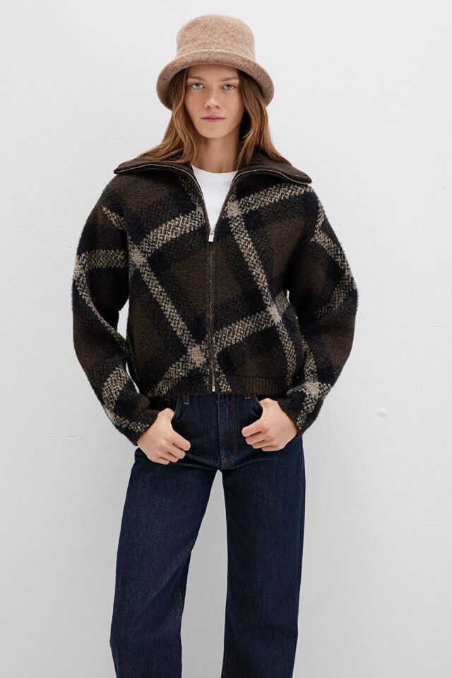 MAVİ KADIN FERMUARLI HIRKA Chocolate Martini 1710794-87537