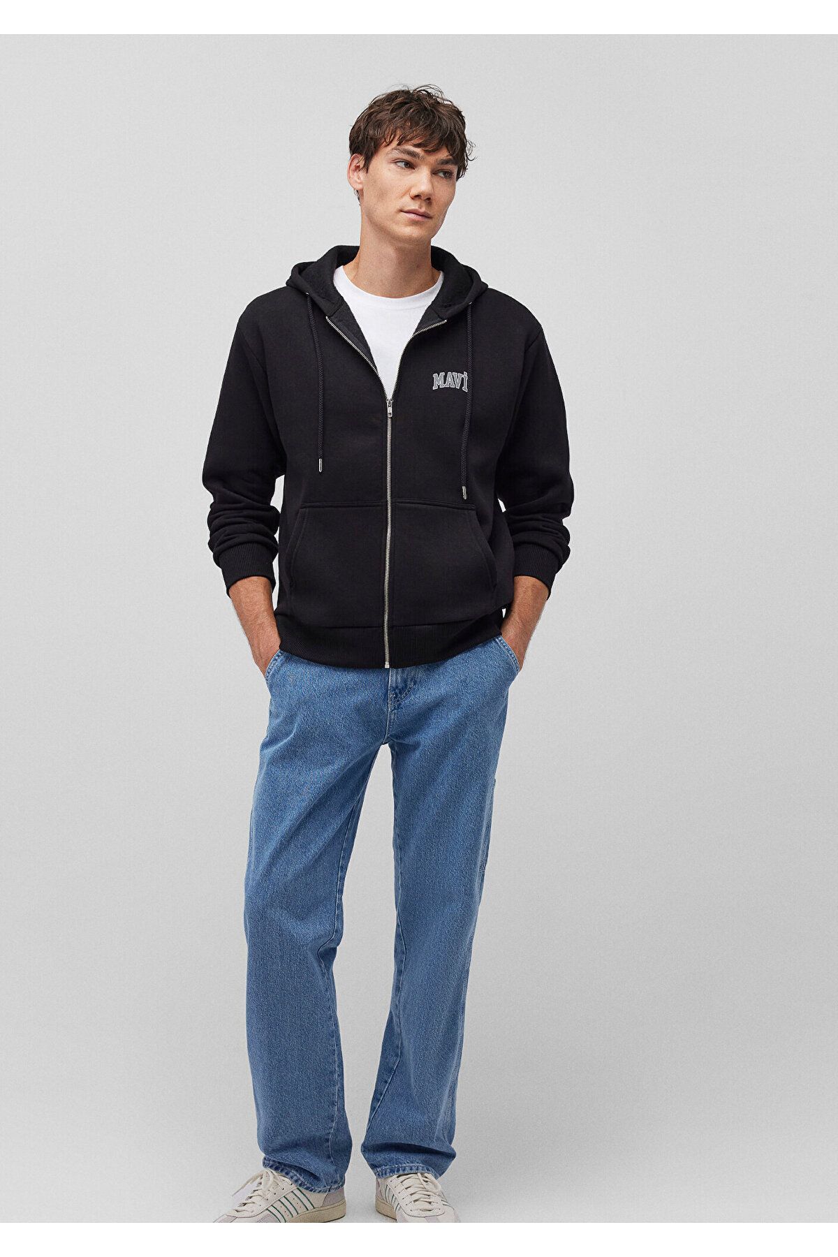 MAVİ ERKEK MAVİ LOGO FERMUARLI KAPÜŞONLU SWEATSHIRT 0611715-900