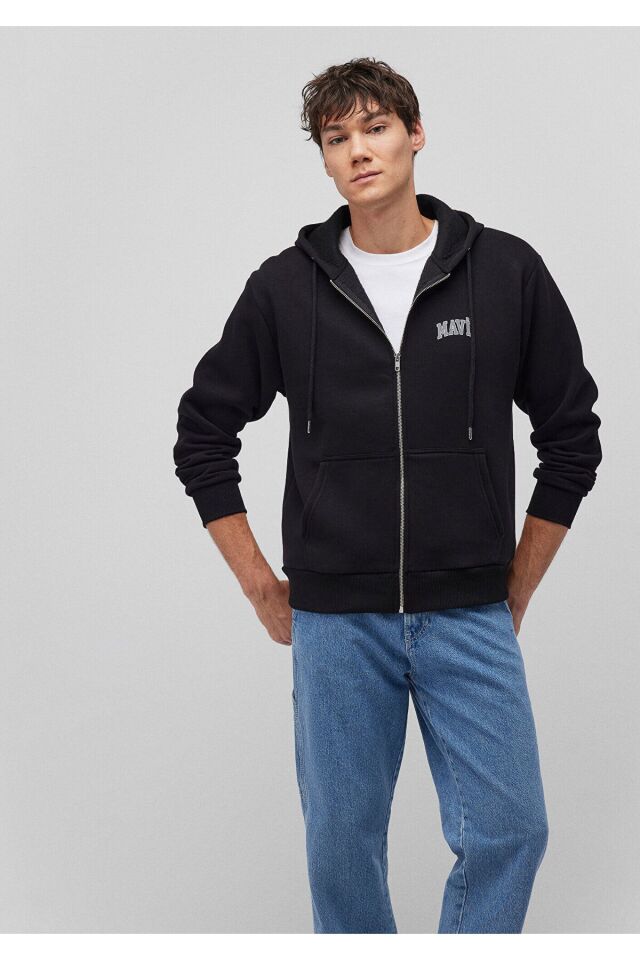 MAVİ ERKEK MAVİ LOGO FERMUARLI KAPÜŞONLU SWEATSHIRT 0611715-900