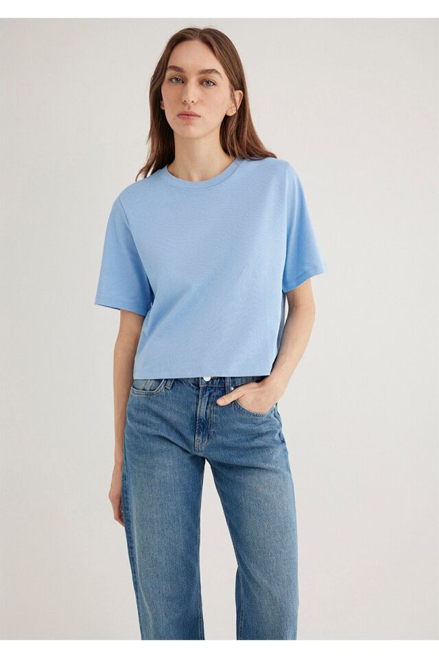 MAVİ KADIN KISA KOLLU BASİC Açık Mavi 1613077-70778