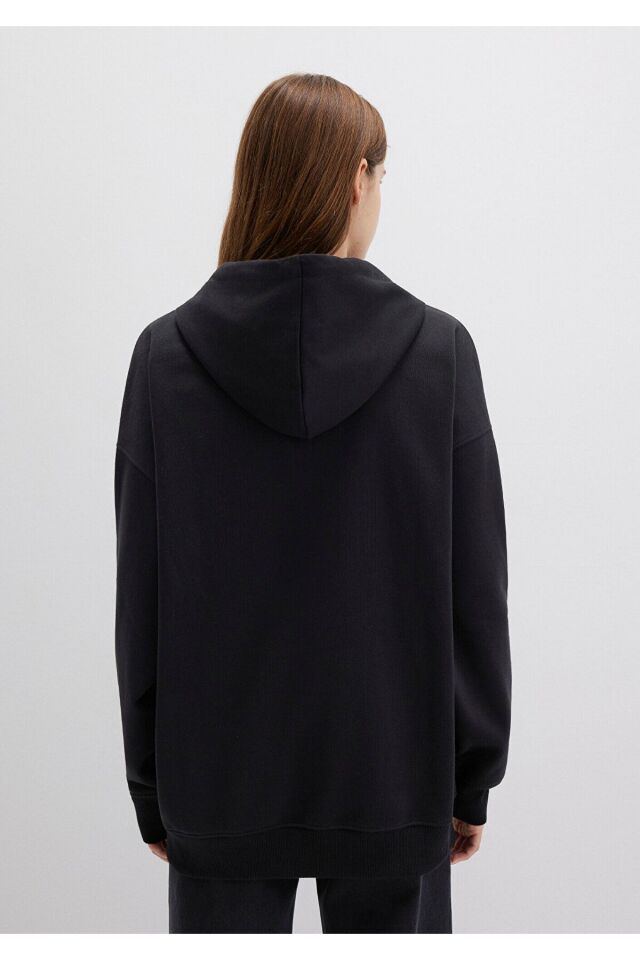 MAVİ KADIN FERMUARLI KAPÜŞONLU SWEATSHIRT Siyah 1610221-900