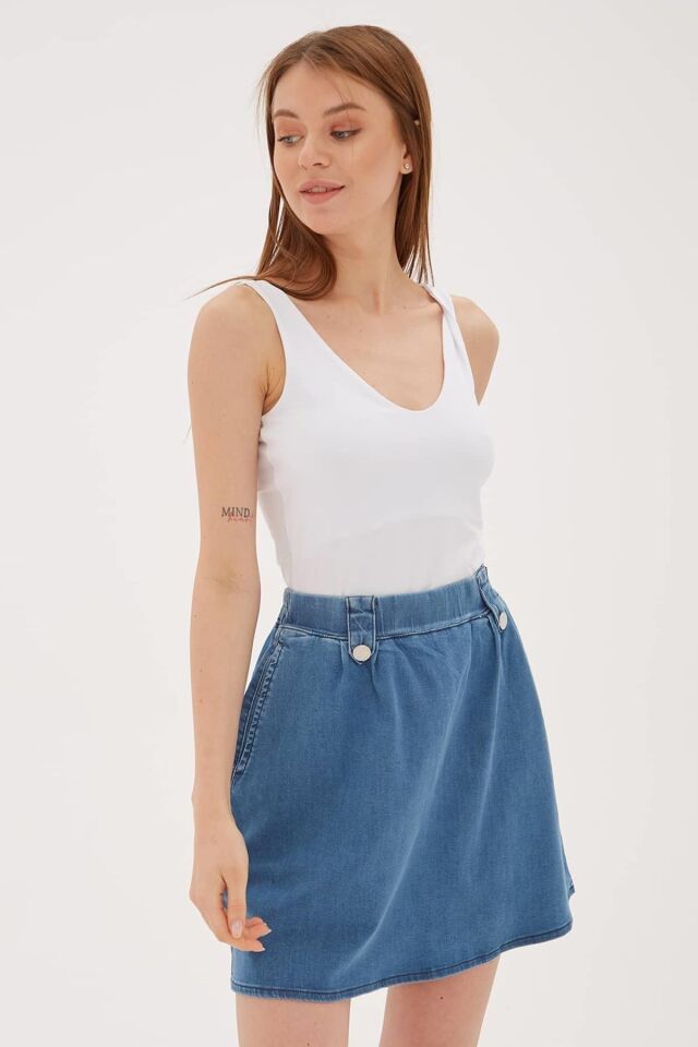 FASHION FRIENDS KADIN V YAKA SIRT ÇAPRAZ ASKILI ATLET 23Y-ATL0535K1 BEYAZ - S