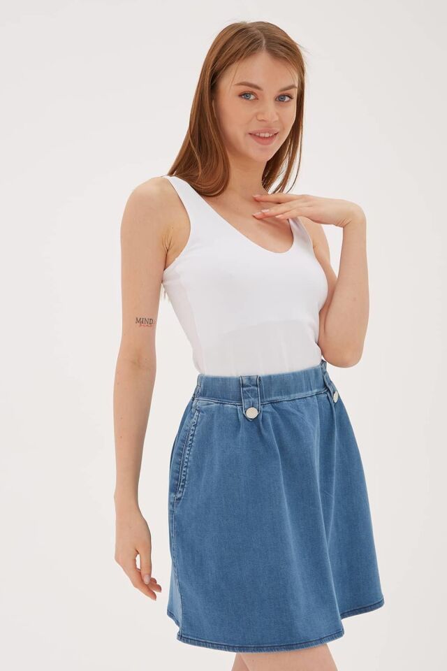 FASHION FRIENDS KADIN V YAKA SIRT ÇAPRAZ ASKILI ATLET 23Y-ATL0535K1 BEYAZ - S