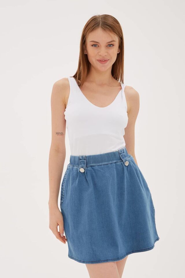 FASHION FRIENDS KADIN V YAKA SIRT ÇAPRAZ ASKILI ATLET 23Y-ATL0535K1 BEYAZ - S