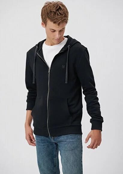 MAVİ ERKEK FERMUARLI SWEATSHIRT  Siyah 065582-900