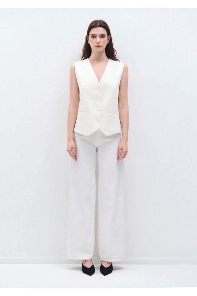 MAVİ KADIN DOKUMA YELEK Kırık Beyaz 1110683-70057