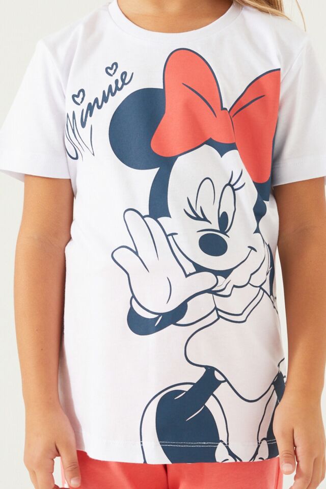 MİNNİE MOUSE KIZ ÇOCUK KISA KOL PİJAMA TAKIM D4781-G BEYAZ - 12-13