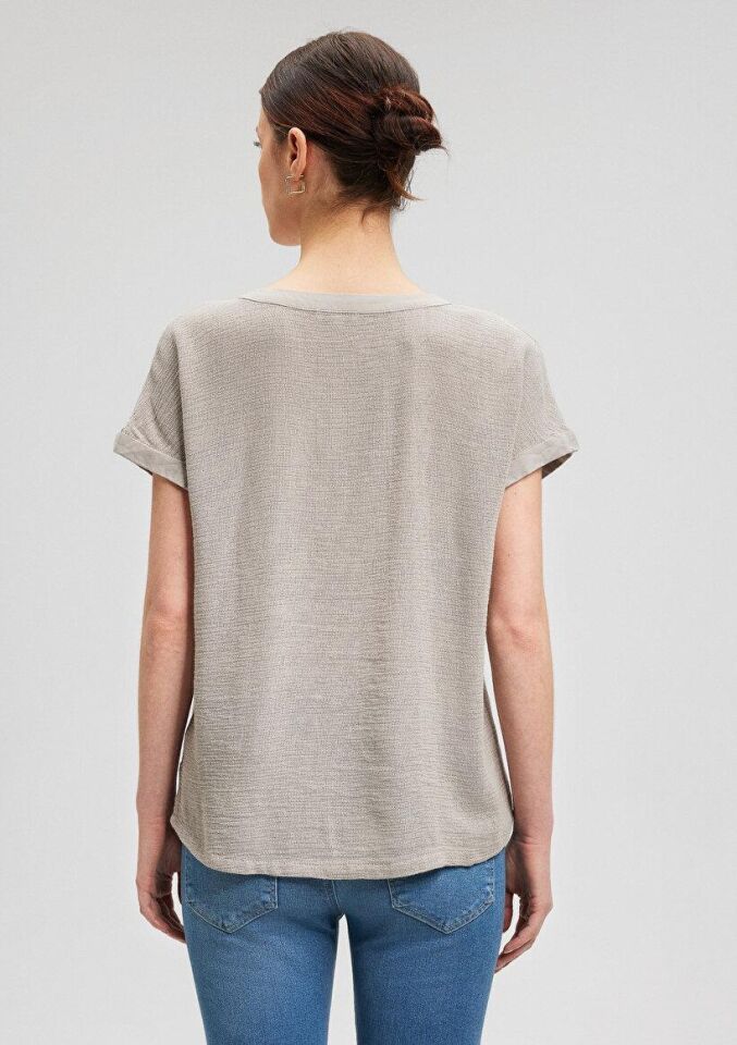 MAVİ KADIN V YAKA KISA KOLLU BLUZ Kumru 1210804-86585