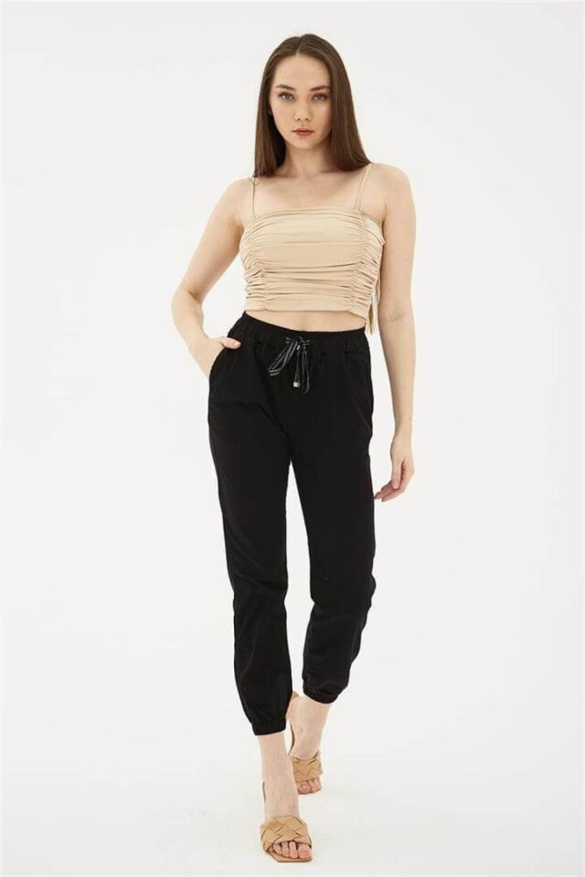FASHION FRIENDS KADIN PAÇASI VE BELİ LASTİKLİ PANTOLON 24Y0009K1