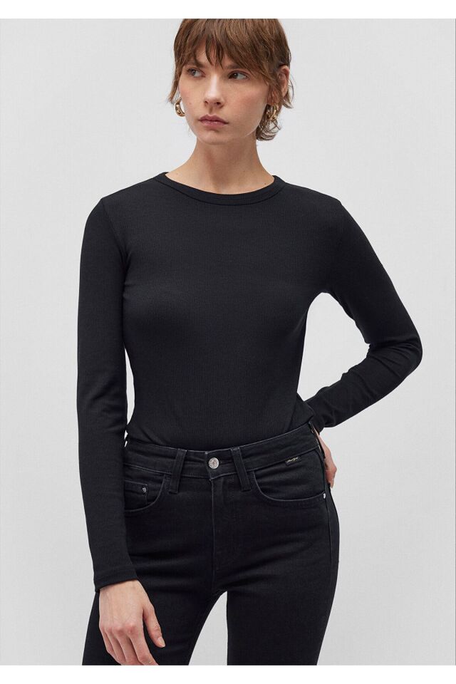 MAVİ KADIN UZUN KOLLU BASIC Siyah 1612817-900